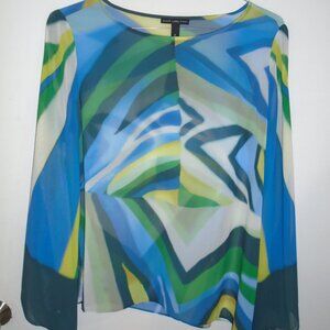 Black Label by Chicos Print Sheer Silk Shirt